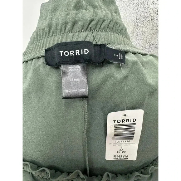 Torrid Green Crepe Tapered Paperbag Drawstring Tie Casual Work Pants Women's 2X - Picture 4 of 6
